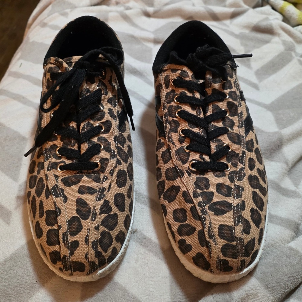 Tretorn Womens 11 Nylite Plus Canvas Sneakers Leopard Print Brown Black